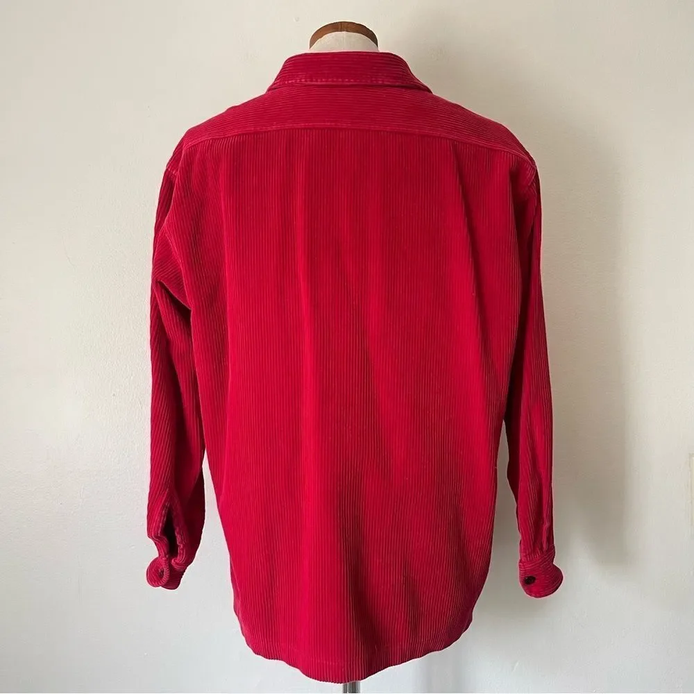 Vintage RL Polo Sport Red Corduroy pullover shirt Men’s XL RARE